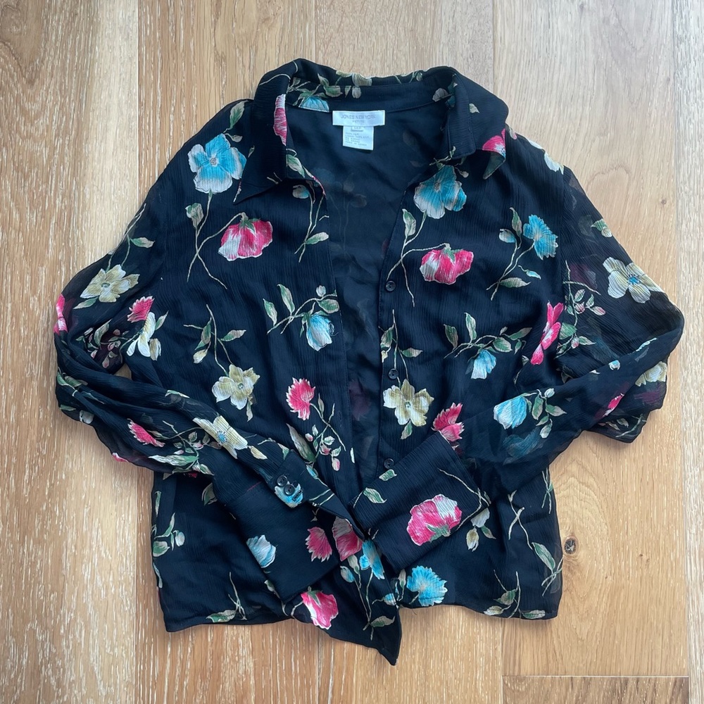 Vintage Silk Floral Button Up